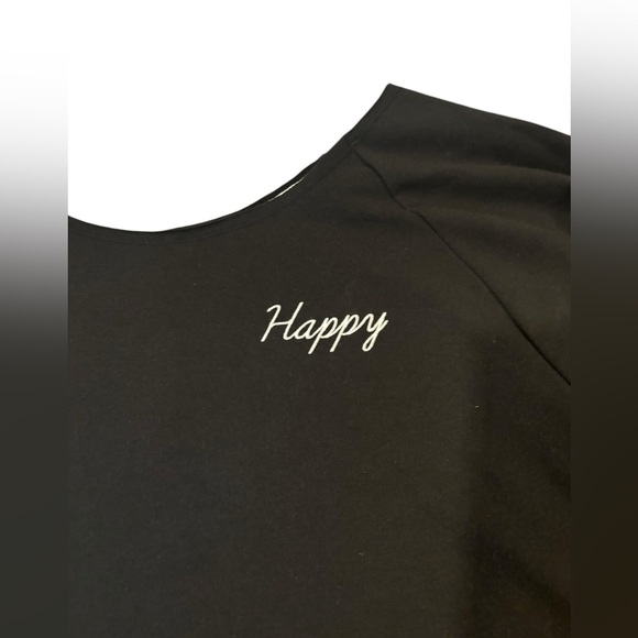 PINK Black 'Happy' Sweatshirt L - Picture 2 of 3